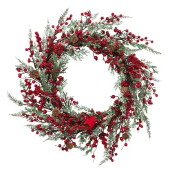 Gerson The Company 24" Winter Greenery Spray Wreath With Berry Accents Best