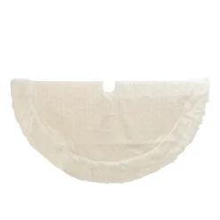 Gerson The Company 48"D White Cable Knit Fur Trim Tree Skirt Best