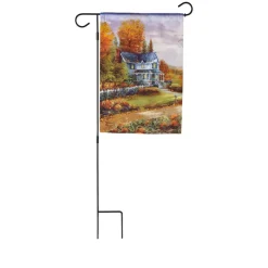 Thomas Kinkade Set Of 3 Seasonal Garden Flags And Stand Discount