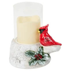 Unmatched Led Cardinal Candle Holder With Flameless Candle Outlet
