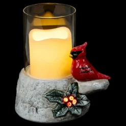 Unmatched Led Cardinal Candle Holder With Flameless Candle Outlet