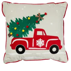 Warm & Cozy 18" X 18" Led Light Up Red Truck Pillow Best
