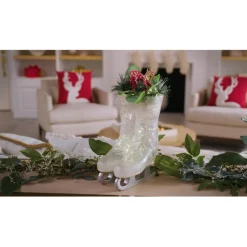 Winter Lane Illuminated Ice Skates With Greenery Clearance