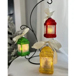 Winter Lane Mini Lantern Glass Ornaments With Gift Bags - Set Of 3 Hot