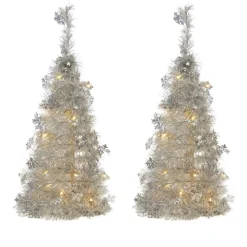 Winter Lane 2-Pack 2' Pop-Up Tinsel Holiday Trees Hot