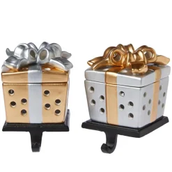 Winter Lane 2Pk Handpainted 2-In-1 Removable Gift Box Stocking Holder Best